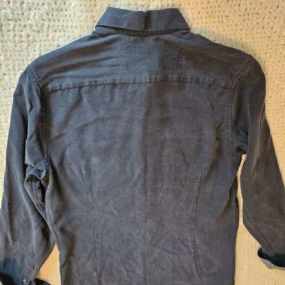 Ted Baker London Mens Dress Shirt S 2/32.5 Solid Blue Dotted Flip Cuff Pattern - Picture 6 of 14